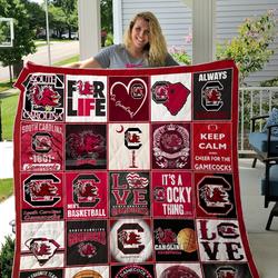 South Carolina Gamecocks Keep Calm And Cheer For The Gamecocks Quilt Blanket Great Customized Blanket Gifts For Birthday Christmas Thanksgiving      and Home Decor