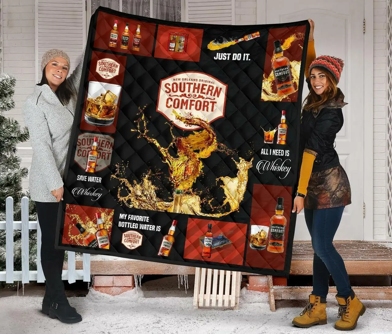 Southern Comfort All I Need Is Whisky Gift Idea Quilt and Home Decor