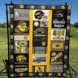 Southern Miss Golden Eagles Quilt Blanket Lk08  Quilt and Home Decor
