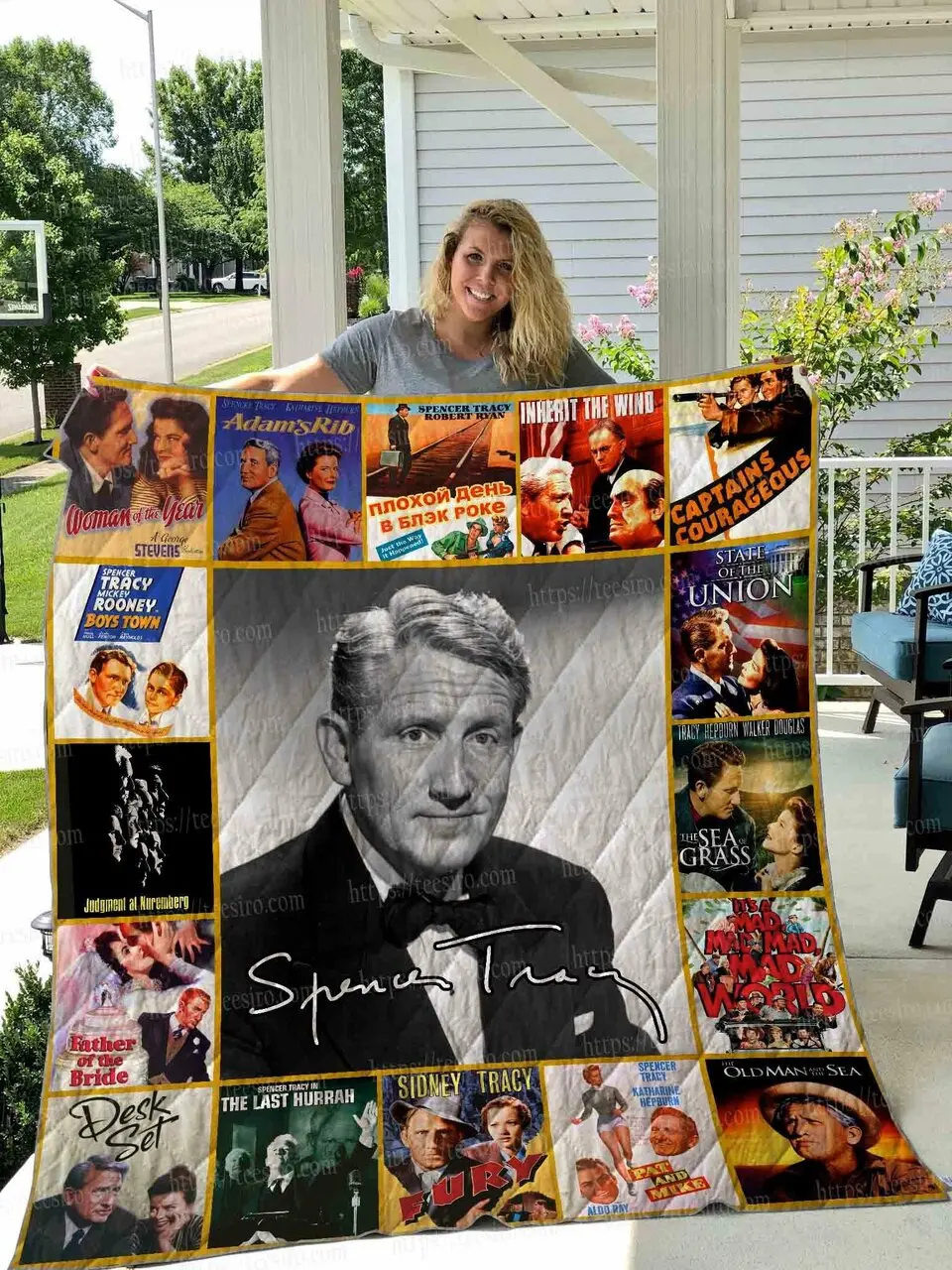 Spencer Tracy Quilt Blanket 02 and Home Decor