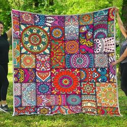 Square Bohemian Mandala Patchwork Cl17100562Mdq Quilt Blanket and Home Decor