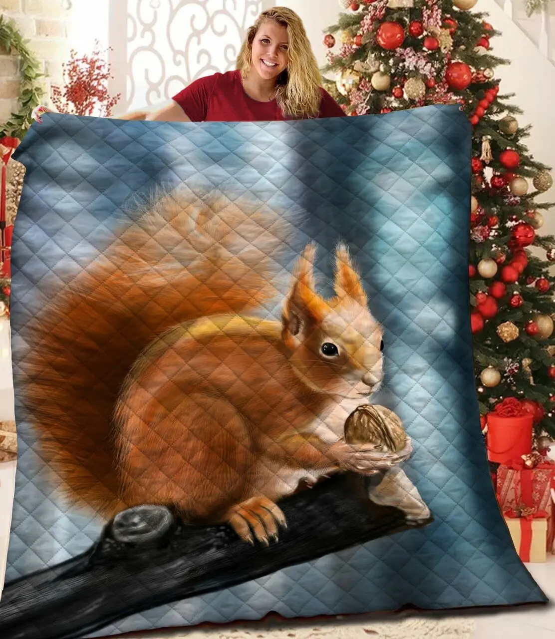 Squirrel Quilt Blanket and Home Decor