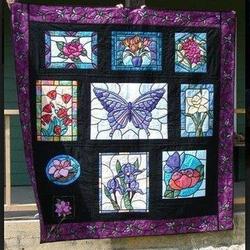Stained Glass Butterfly Cla2210433Q Quilt Blanket and Home Decor
