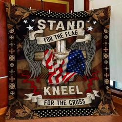 Stand For The Flag Kneel For The Cross Quilt Blanket and Home Decor