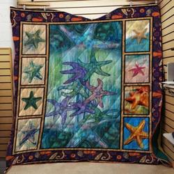 Starfish In The Ocean Quilt Blanket Great Customized Blanket Gifts For Birthday Christmas Thanksgiving and Home Decor