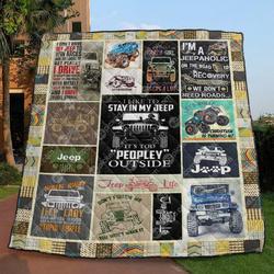 Stay In My Jeep Quilt Blanket Vq06  Quilt and Home Decor