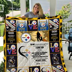 Steelers - To My Granddaughter - Love Grandpa Quilt and Home Decor