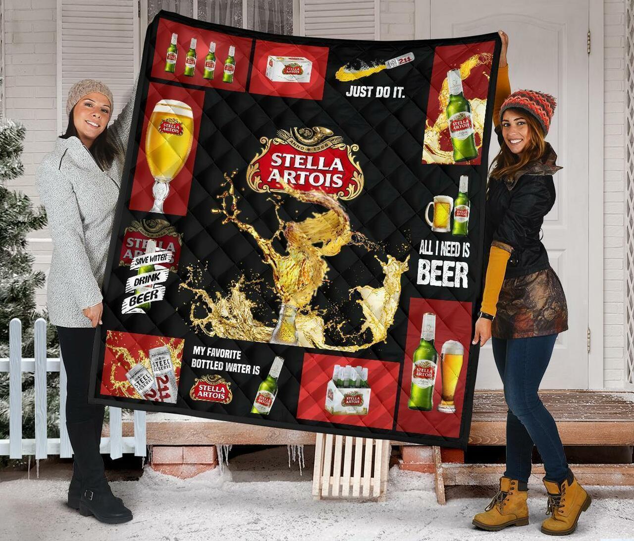 Stella Artois All I Need Is Beer Gift Idea Quilt and Home Decor