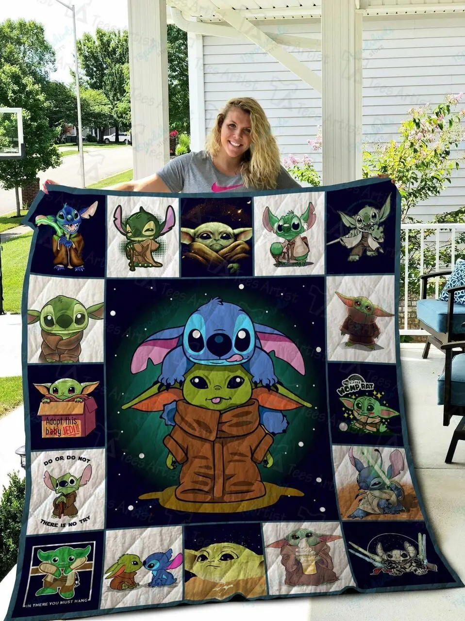 Stitch And Yoda Quilt Blanket 02302 and Home Decor