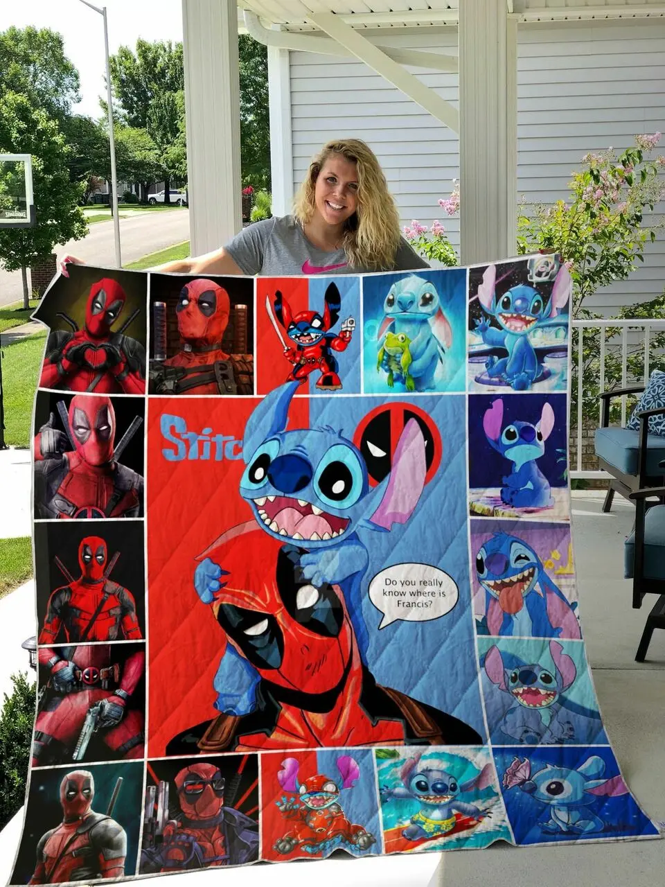 Stitch Deadpool All Season Plus Size Quilt Blanket and Home Decor