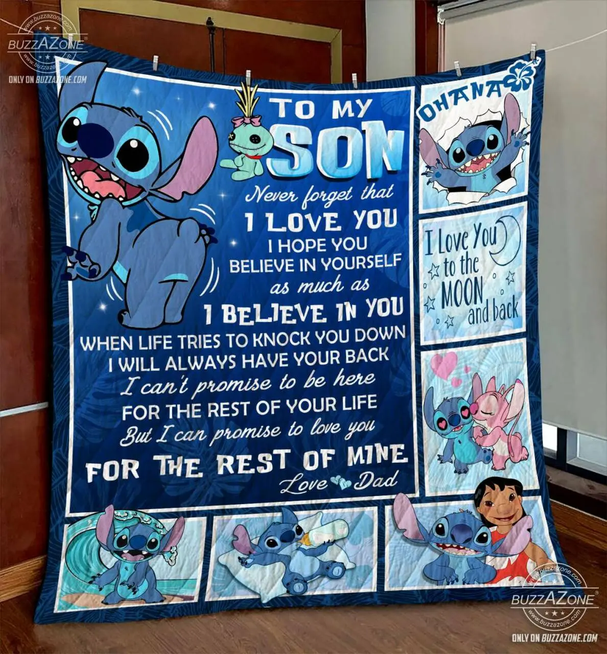 Stitch Son Dad Have Your Back Quilt Gg and Home Decor