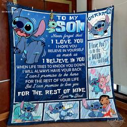Stitch Son Dad Have Your Back Quilt Gg and Home Decor