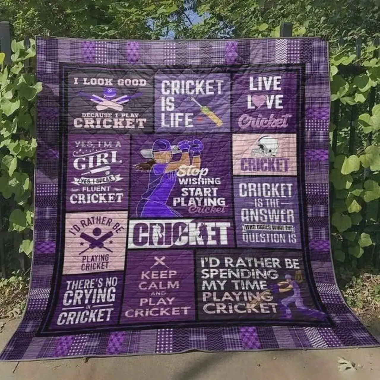 Stop Wishing And Start Playing Cricket Quilt Blanket Great Customized Blanket Gifts For Birthday Christmas Thanksgiving and Home Decor