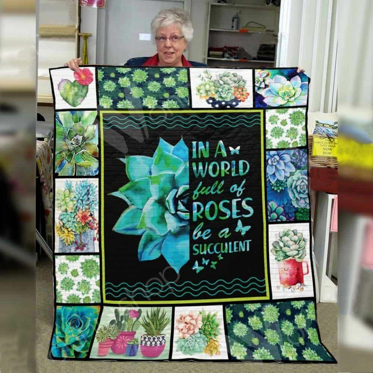 Succulent E Quilt Derqbs and Home Decor