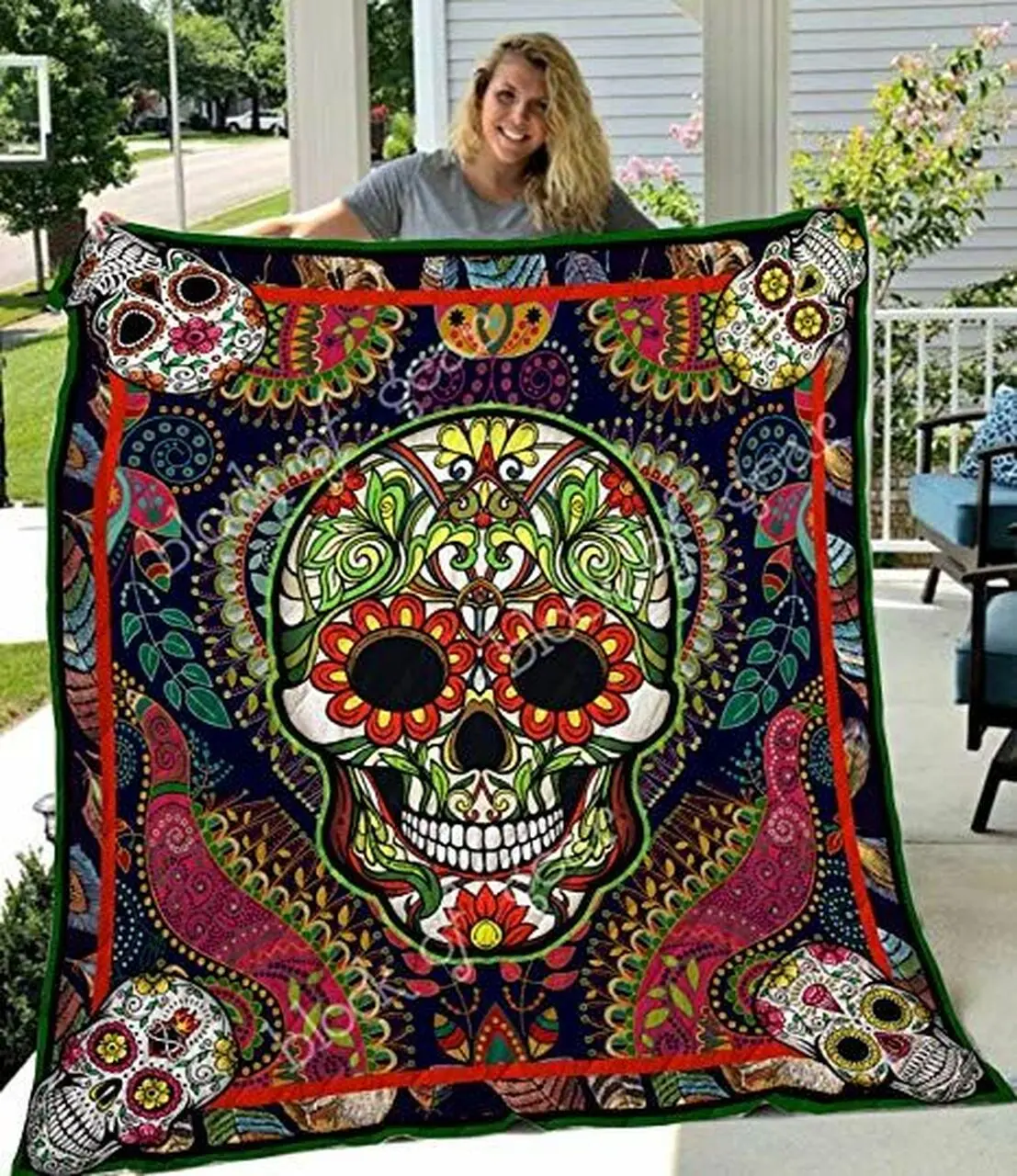 Sugar Skull 01 Sugar Skull 2709 Quilt Blanket Chrismas Gift Dhc04011201Dd and Home Decor