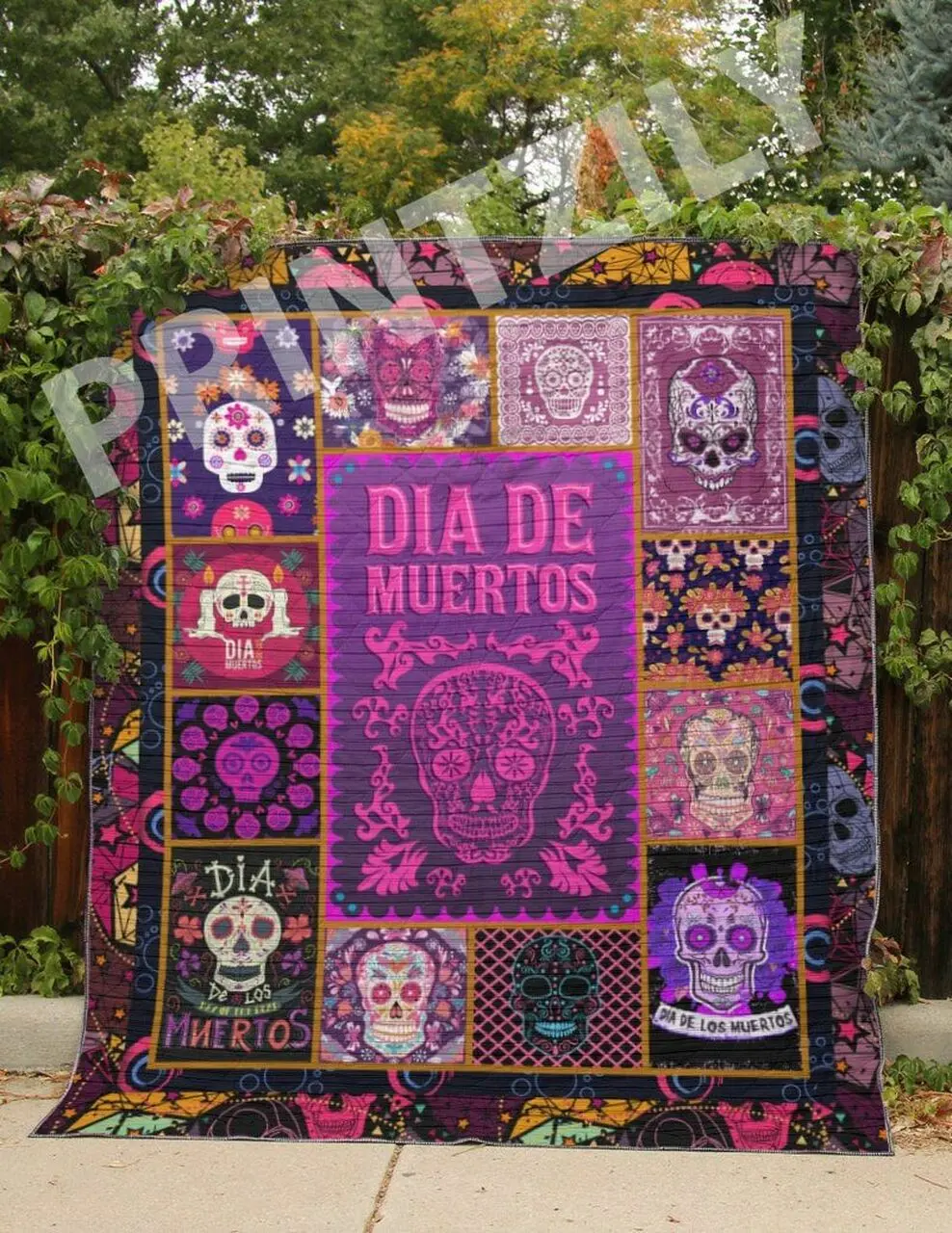 Sugar Skull Dancing In The Dark Quilt Blanket Chrismas Gift Dhc04011248Dd and Home Decor