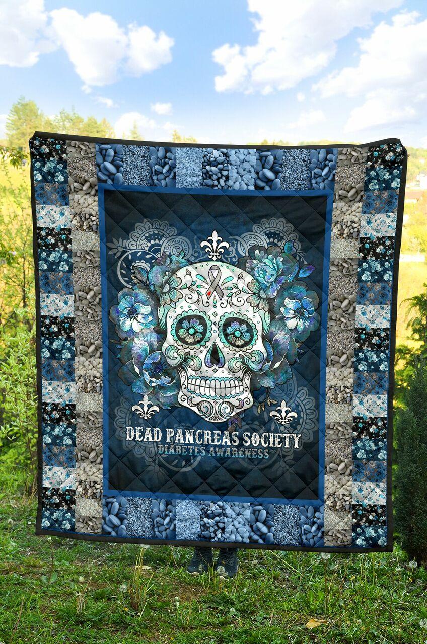 Sugar Skull Dead Pancreas Society Diabetes Awareness Quilt Blanket Hothot 100320 and Home Decor