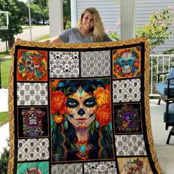 Sugar Skull Line Of Dead Day Quilt Blanket Dhc03011586Dd and Home Decor