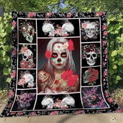 Sugar Skull Look At Me Quilt Blanket Chrismas Gift Dhc04011197Dd and Home Decor