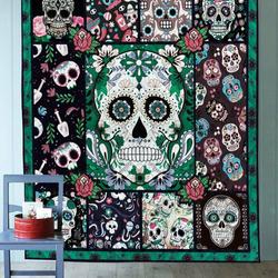 Sugar Skull Rose Quilt Blanket C9B300505Ct and Home Decor