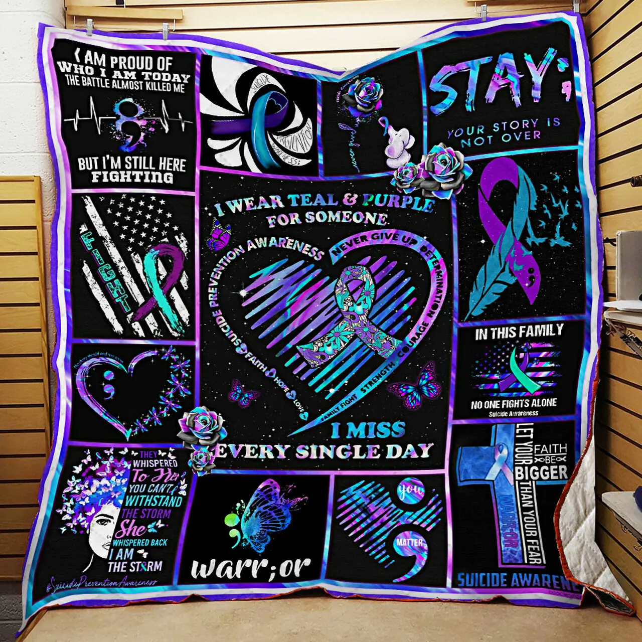 Suicide Prevention Awareness Quilt Blanket and Home Decor