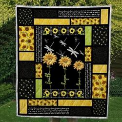 Sunflower And Dragonfly Hur Quilt nx and Home Decor