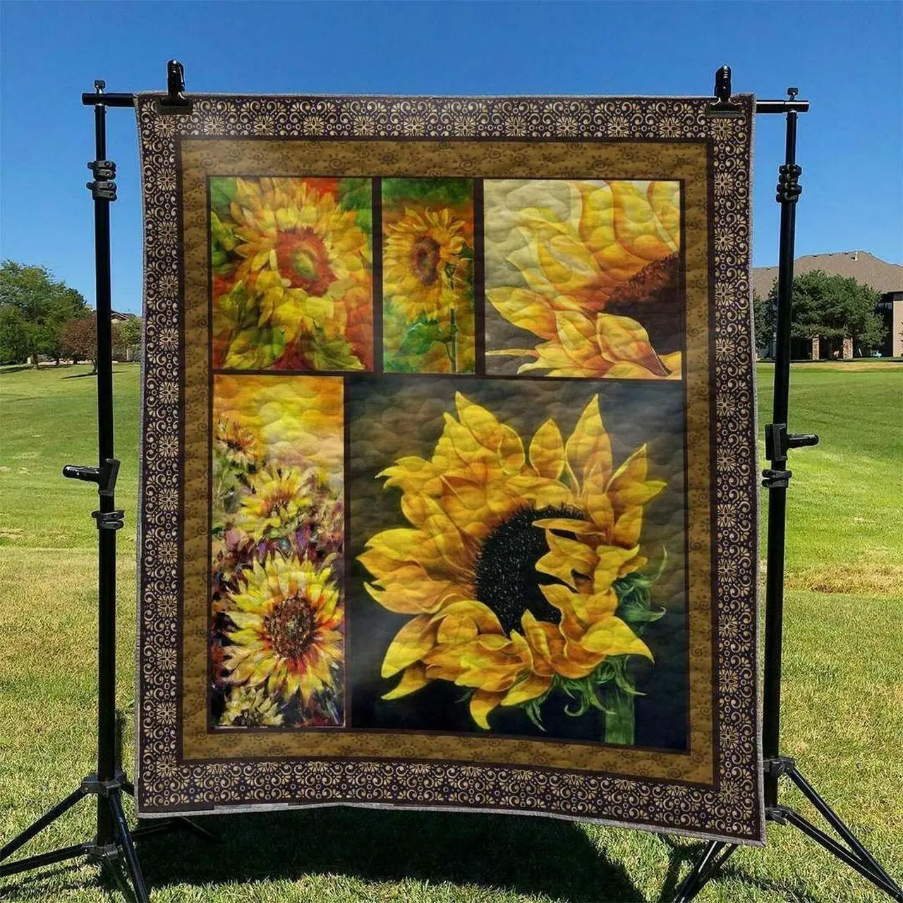 Sunflower Hur Quilt qr and Home Decor