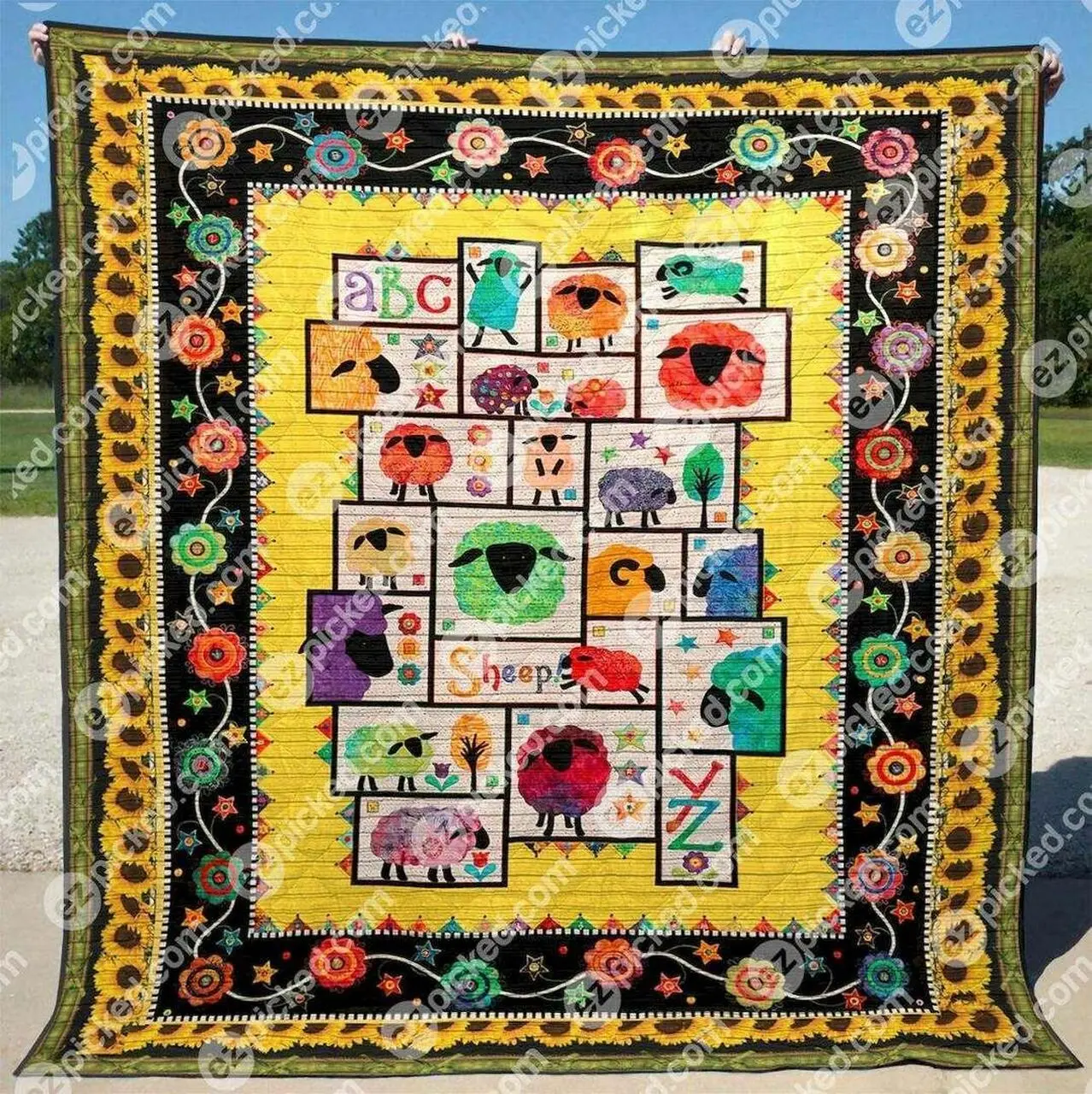Sunflower Sheep Hur Quilt hj and Home Decor