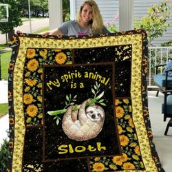Sunflower Sloth Quilt Blanket  Pm-Qhn00102 and Home Decor