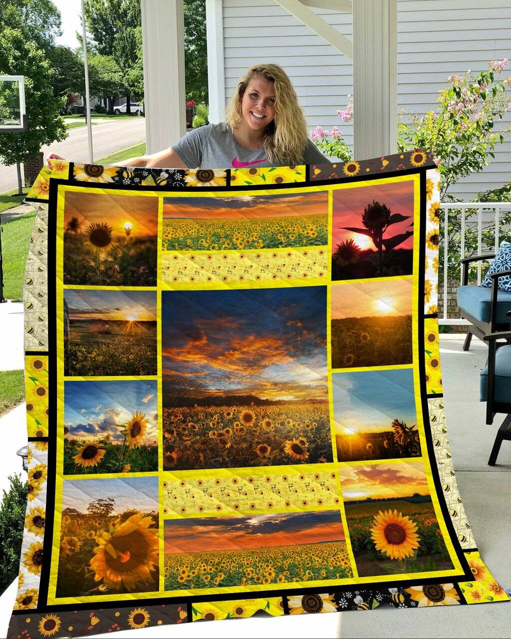 Sunflower Sunset Quilt Blanket Quilt and Home Decor