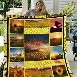 Sunflower Sunset Quilt Blanket  Quilt and Home Decor