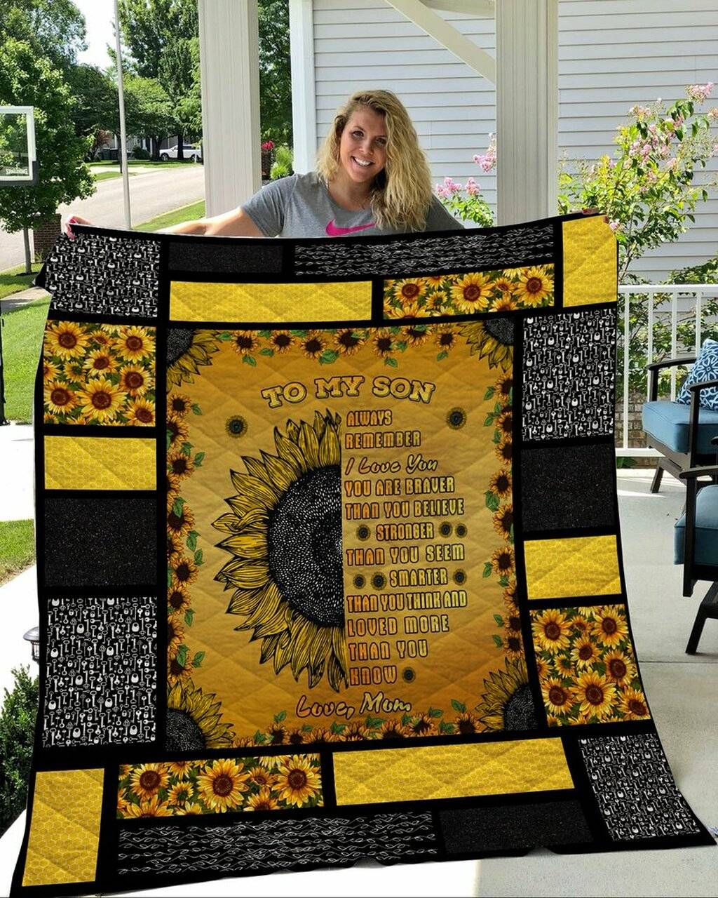 Sunflower - To My Son Quilt and Home Decor
