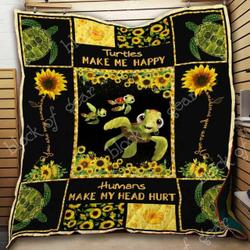 Sunflower Turtle Cl2100480Mdq Quilt Blanket and Home Decor
