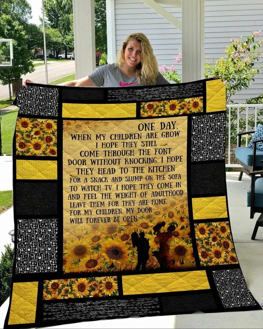 Sunflowers On Day When My Children Are Grow Quilt Quilt and Home Decor