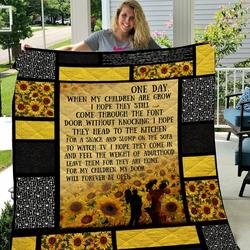 Sunflowers  On Day When My Children Are Grow Quilt  Quilt and Home Decor
