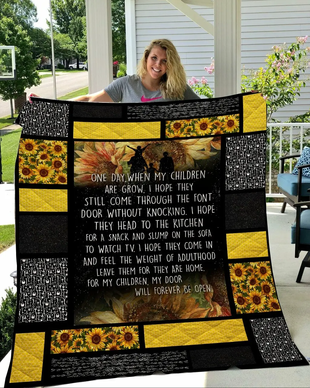 Sunflowers On Day When My Children Are Grow Quilt T2 Quilt and Home Decor