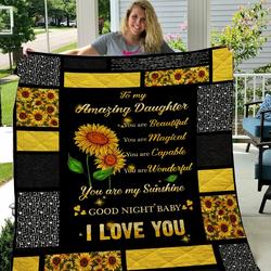Sunflowers  To My Amazing Daughter Quilt Blanket  Quilt and Home Decor