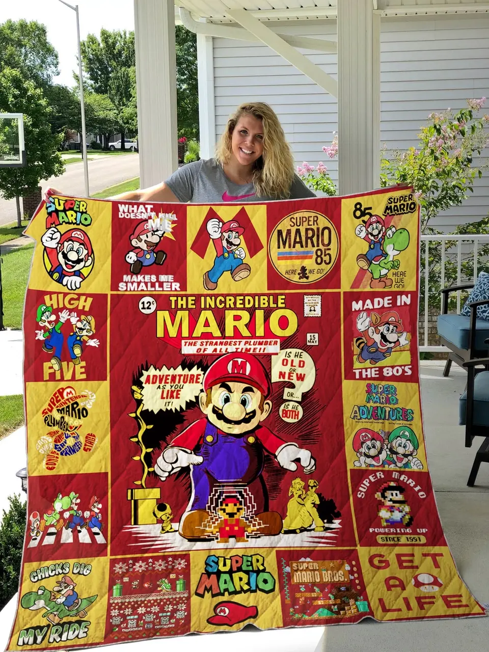 Super Mario Quilt Blanket Ver 3 and Home Decor