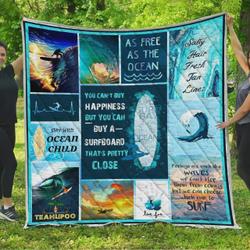 Surfboard Stay Wild Ocean Child Quilt Blanket Great Customized Blanket Gifts For Birthday Christmas Thanksgiving Perfect Gifts For Surfers and Home Decor