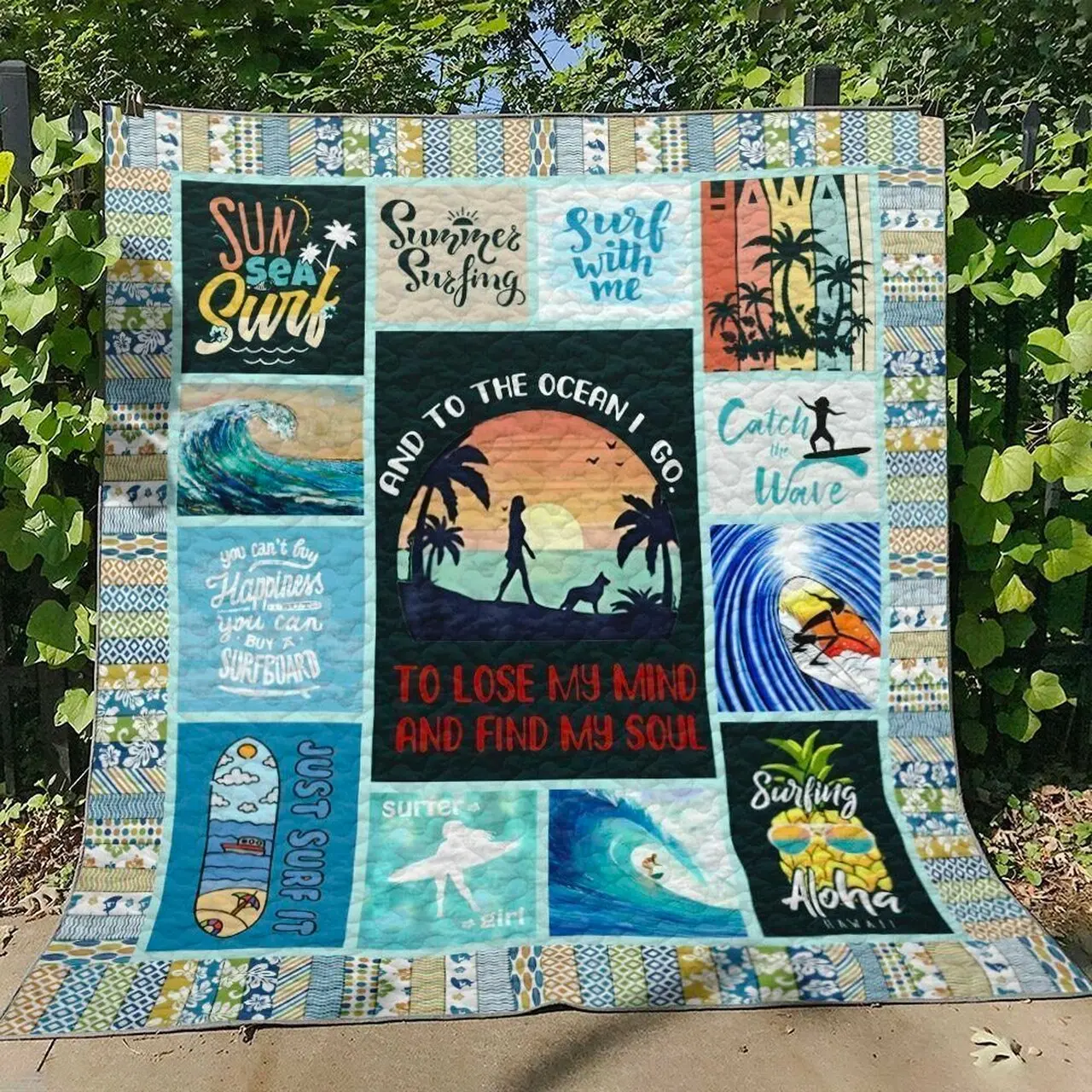 Surfing Hn170740 Quilt Blanket and Home Decor