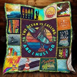 Surfing  The Ocean Is Calling And I Must Go Quilt Blanket and Home Decor