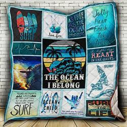 Surfing The Ocean Is Where I Belong Quilt Blanket Great Customized Blanket Gifts For Birthday Christmas Thanksgiving and Home Decor