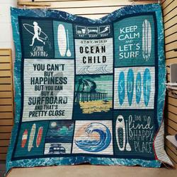 Surfing Theme Keep Calm And LetS Surf Quilt Blanket Great Customized Blanket Gifts For Birthday Christmas Thanksgiving and Home Decor
