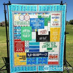 Swim Hard Dream Big Hur Quilt Bevrwk and Home Decor