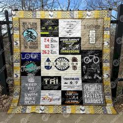 Swim Strong Cycle Fast Run To Win Pkd2006102 Quilt Blanket and Home Decor