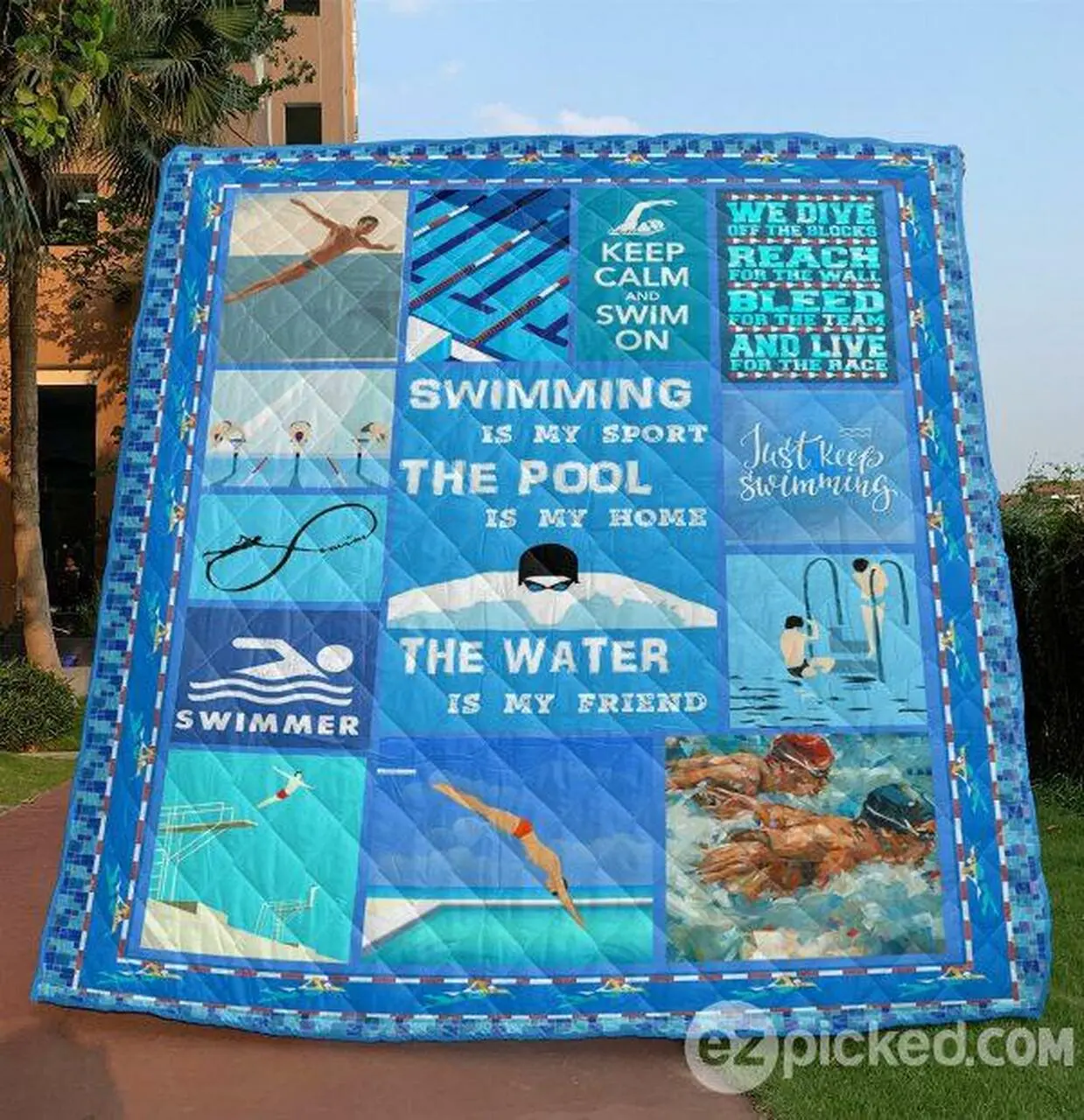 Swimming Is My Sport Quilt Blanket Vq06 Quilt and Home Decor