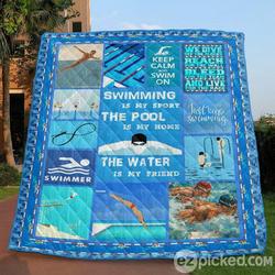 Swimming Is My Sport Quilt Blanket Vq06  Quilt and Home Decor