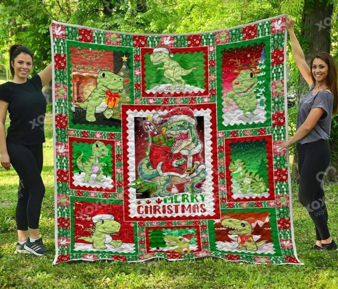 T-Rex Xmas Quilt Home Decor Quilt and Home Decor