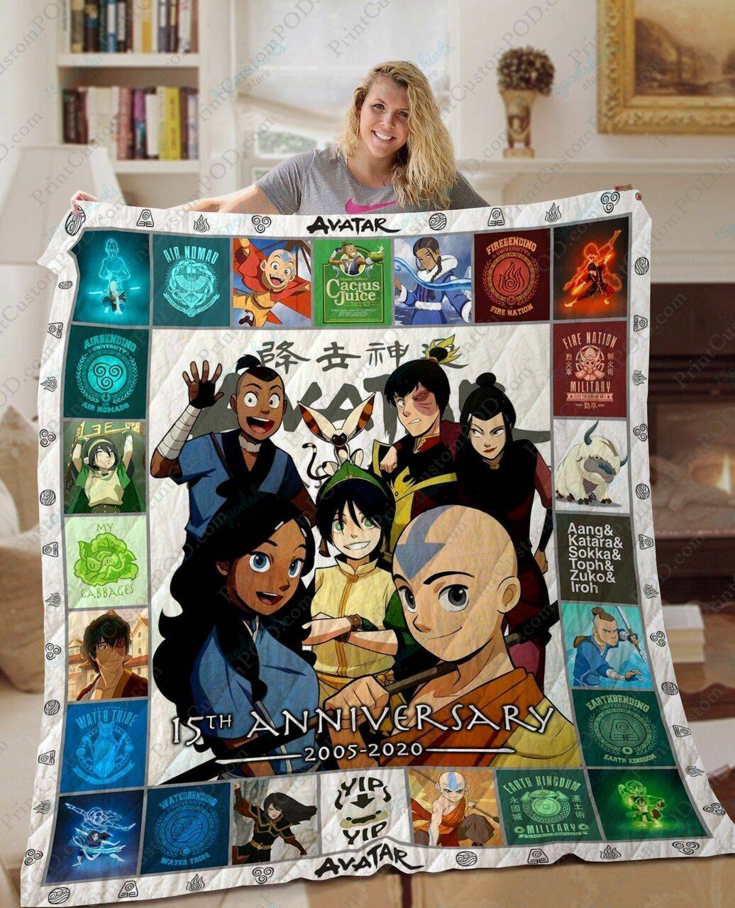 Ta Avatar Last Airbender Anniversary Quilt Blanket and Home Decor