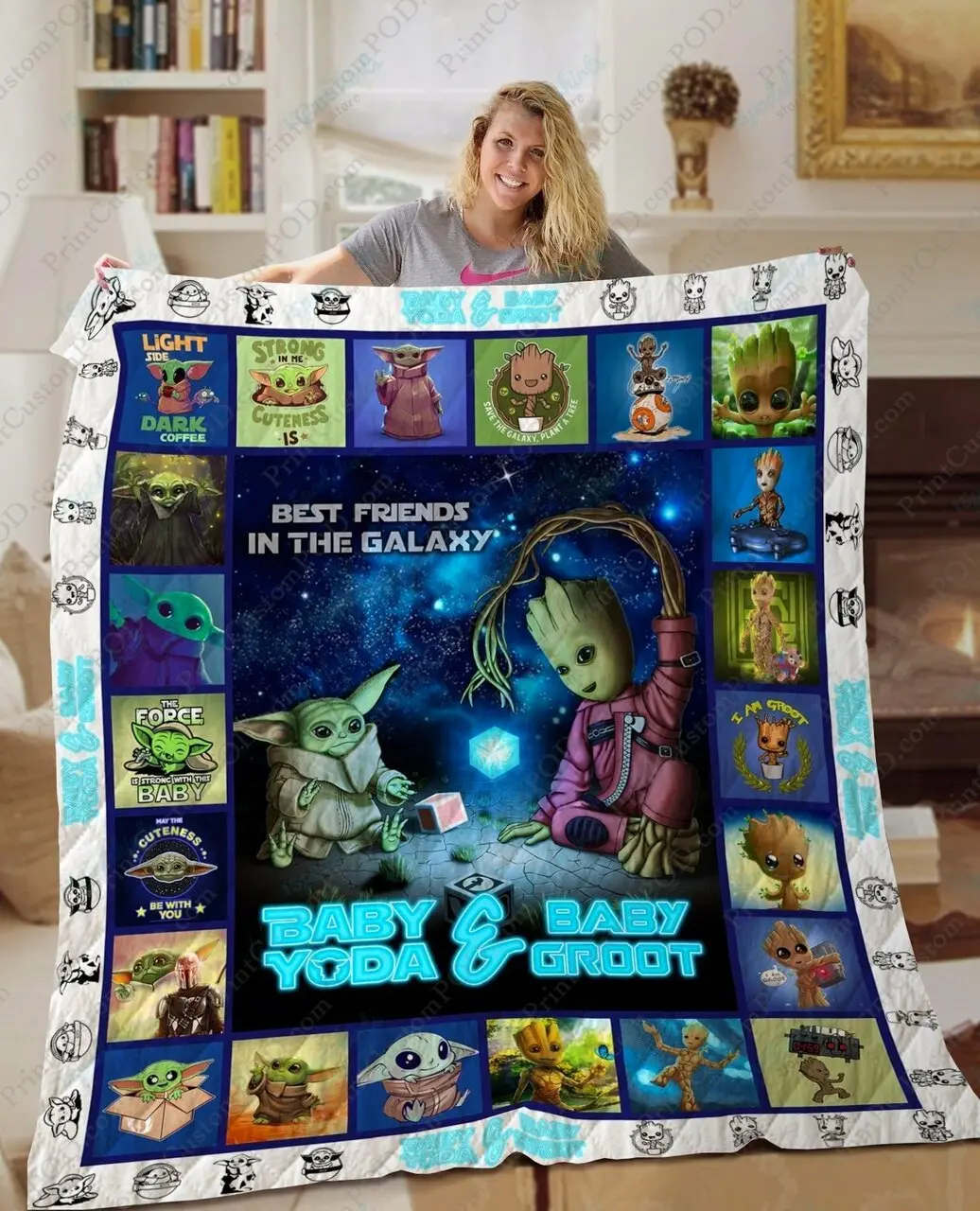 Ta Baby Yoda Baby Groot Quilt Blanket and Home Decor